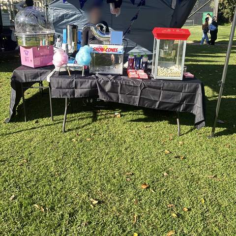 Our stall with fairy floss, snow cones and popcorn machines
